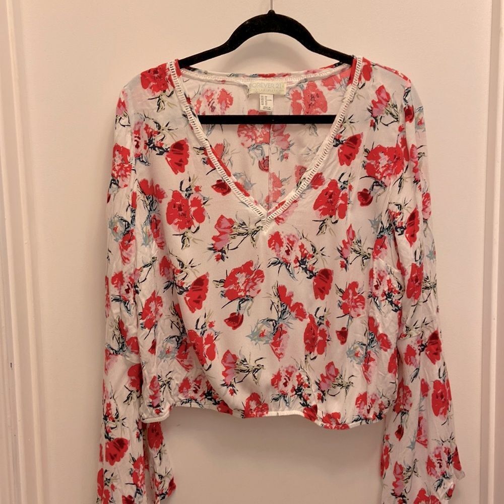 Forever 21 Plus Floral Detail Crop Blouse -‎ Size 2X